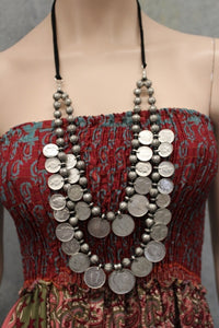 Coin and Cord 2 strand Necklace