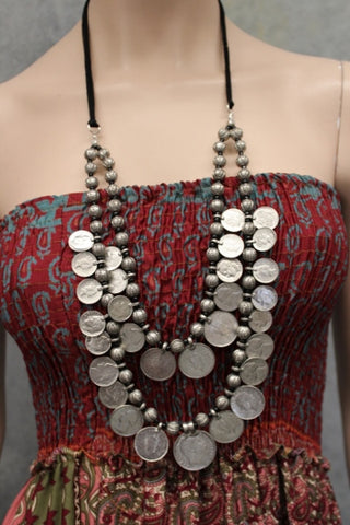 Coin and Cord 2 strand Necklace