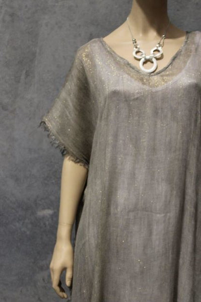 Lurex Stripe Gauze Beach Kaftan Throw Over