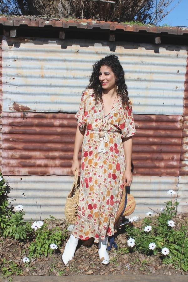 Canggu Rose Bloom Kaftan Dress