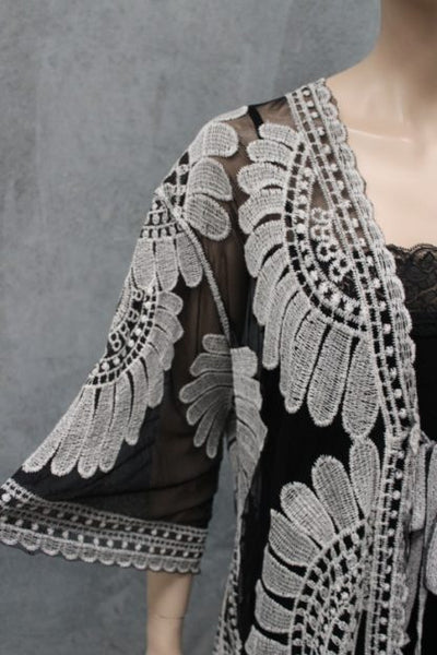 Tulle Embroidered Kimono in 2 Colours!