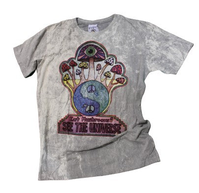 Magic Mushroom Unisex Cotton Stonewash Tee by No Time – Ruby