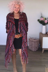 Stripe Nepal Fringe Boho Jacket