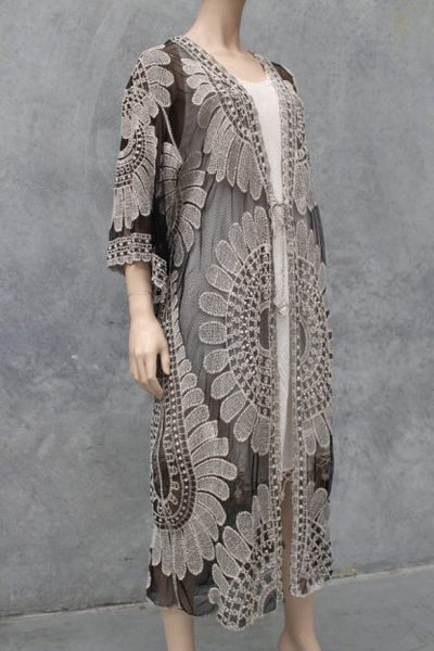 Tulle Embroidered Kimono in 2 Colours!